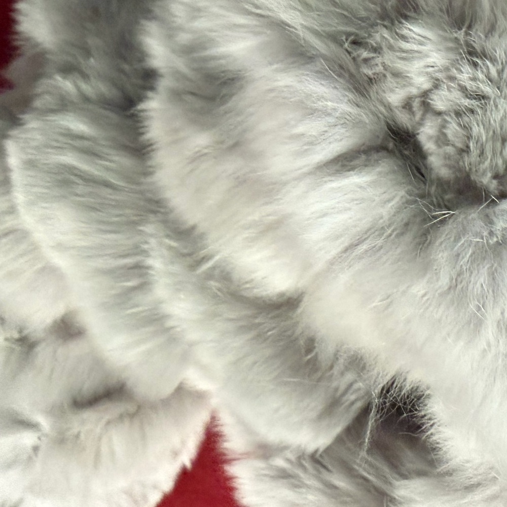 👑✅PRICE FIRM✅ Elegant Gray Rabbit Fur Scarf. NWOT - Picture 4 of 11